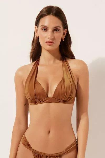 Brown Graduated Padded Triangle Bikini Top, 5501_150E, large image number 0