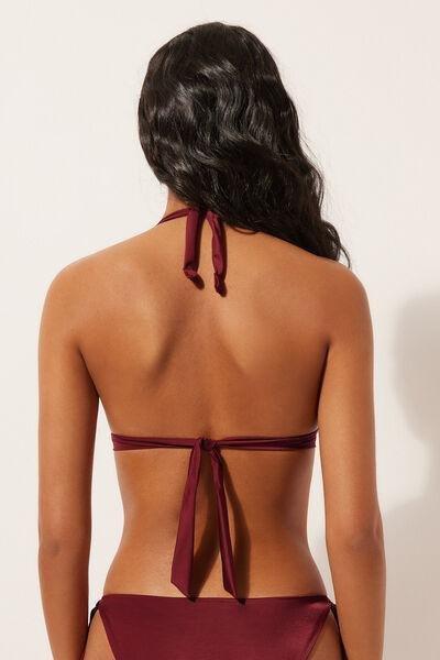 Red Shiny Satin Graduated Padded Triangle Bikini Top, 5501_156E, large image number 2