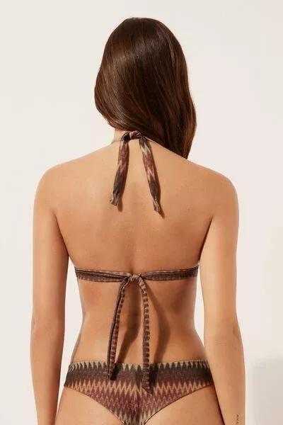 Brown Golden Chevron Padded Triangle Bikini Top, 5501_151E, medium