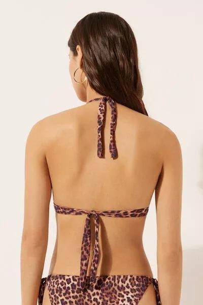 Brown Animal Print Graduated Padded Triangle Bikini Top, 5501_152E, medium