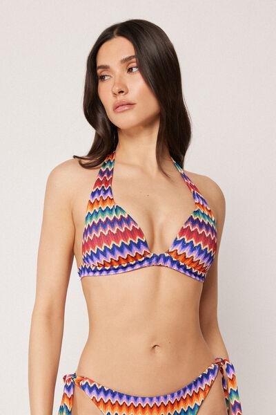 Brown Vibrant Chevron Padded Triangle Bikini Top, 5501_189E, large image number 0