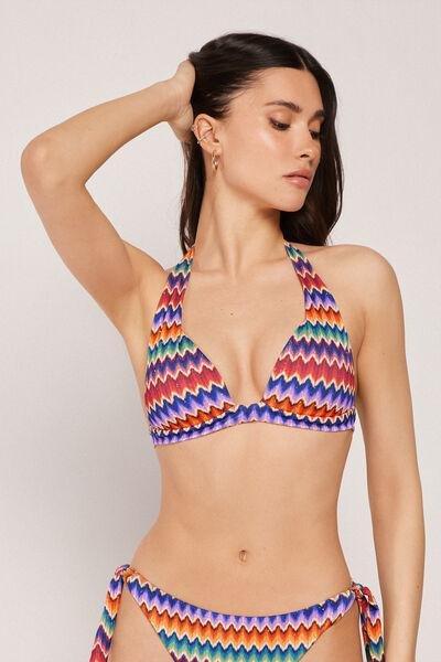 Brown Vibrant Chevron Padded Triangle Bikini Top, 5501_189E, large image number 1