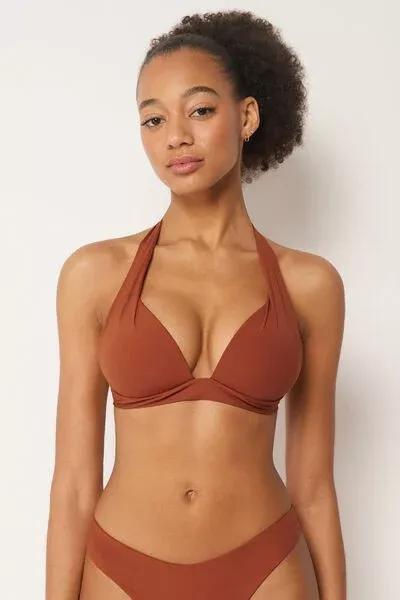Brown Premium Fit Padded Triangle Bikini Top, 5501_161E, large