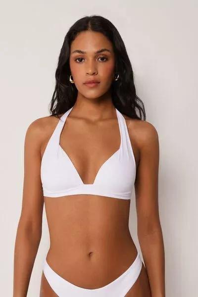 White Premium Fit Padded Triangle Bikini Top, 5501_238E, large image number 0