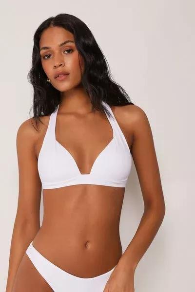 White Premium Fit Padded Triangle Bikini Top, 5501_238E, large image number 1