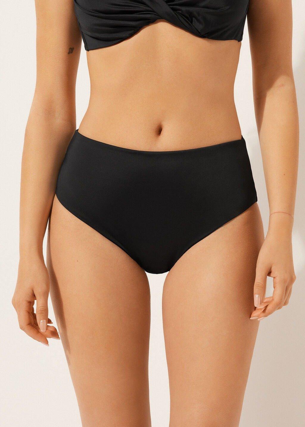 Black High-Waisted Bikini Bottoms, , large image number 0
