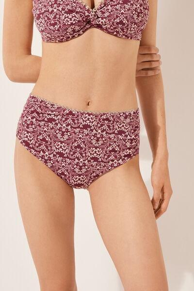 Burgundy Slimming High-Waisted Bikini Bottoms, , medium
