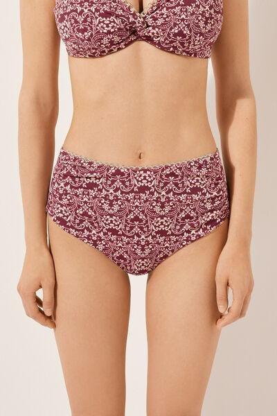 Burgundy Slimming High-Waisted Bikini Bottoms, , large image number 1