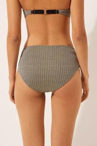 Gold/Black High-Waisted Bikini Bottoms, 5501_146E, large image number 2