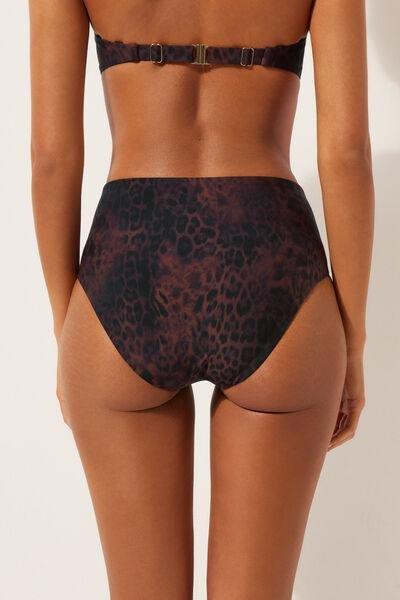 Brown Animal Print High-Waist Bikini Bottom, 5501_165E, large image number 2