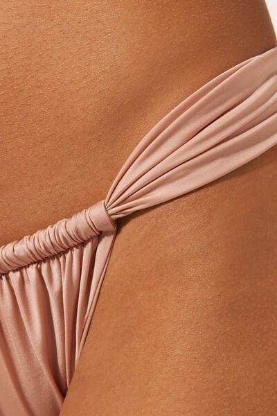 Pink Narrow Tie Brazilian Bikini Bottoms, 5501_105E, large image number 3