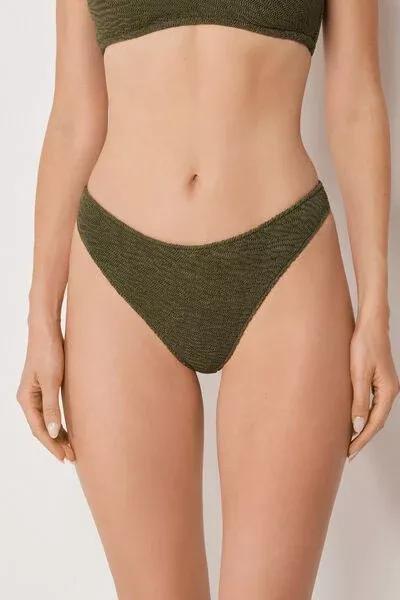 Green Crinkle Waves Brazilian Bikini Bottoms, 5501_158E, medium