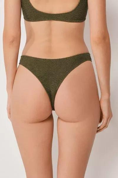 Green Crinkle Waves Brazilian Bikini Bottoms, 5501_158E, large image number 2