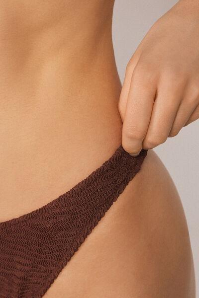 Brown Crinkle Waves Brazilian Bikini Bottoms, 5501_159E, large image number 3