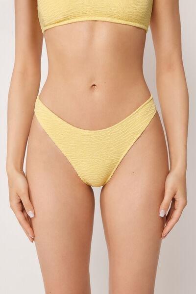 Yellow Crinkle Waves Brazilian Bikini Bottoms, 5501_234E, large image number 2