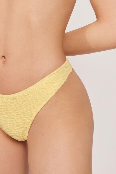 Yellow Crinkle Waves Brazilian Bikini Bottoms, 5501_234E, large image number 3