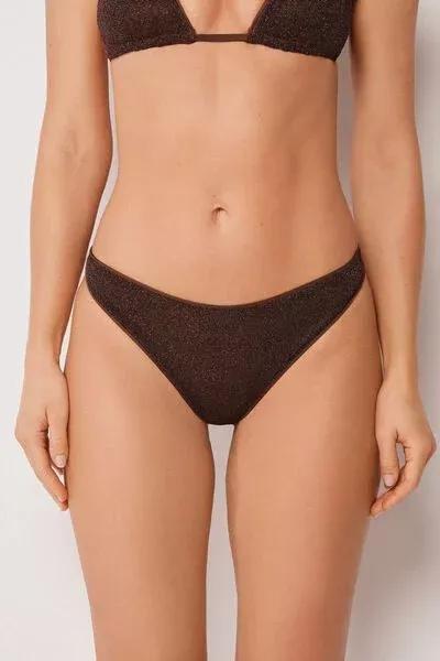 Brown Metallic Glow Brazilian Bikini Bottoms, 5501_169E, large image number 0