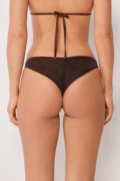 Brown Metallic Glow Brazilian Bikini Bottoms, 5501_169E, medium