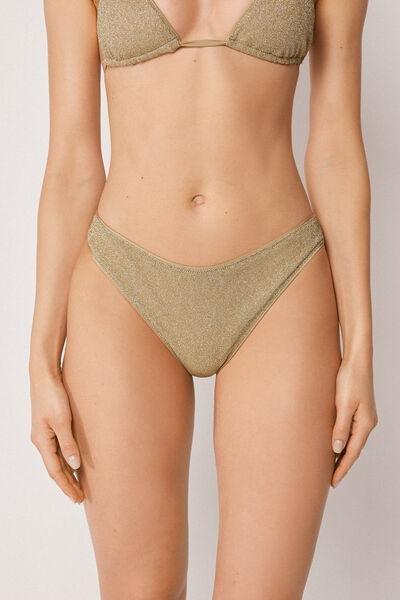 Gold Metallic Glow Brazilian Bikini Bottoms, 5501_178E, large image number 0