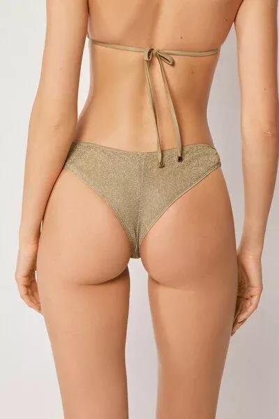 Gold Metallic Glow Brazilian Bikini Bottoms, 5501_178E, large image number 2