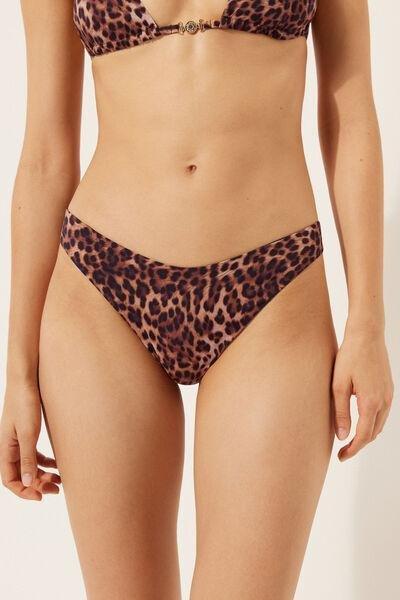 Brown Animal Print Brazilian Bikini Bottoms, 5501_152E, large image number 0