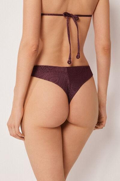 Burgundy Precious Jacquard Brazilian Bikini Bottoms, 5501_182E, large image number 2