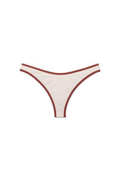 Cream Bicolour Piping Brazilian Bikini Bottoms, 5501_289E, large image number 0