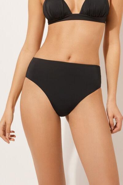 Black High-Waisted Brazilian Bikini Bottoms, , large image number 0