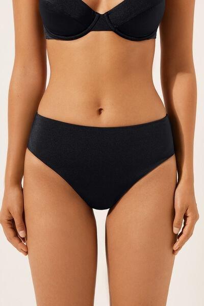 Black High-Waisted Brazilian Bikini Bottoms, , large image number 1