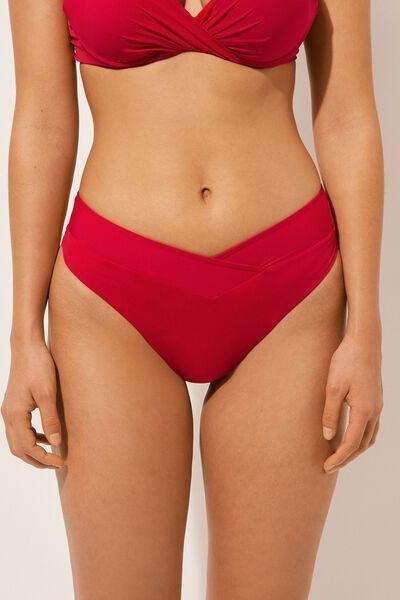 Red V-Cut Brazilian Bikini Bottoms, , large image number 1