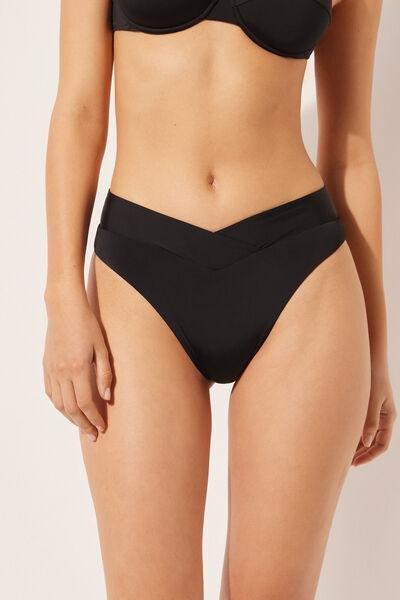 Black High-Waisted Brazilian Bikini Bottoms, , large image number 0