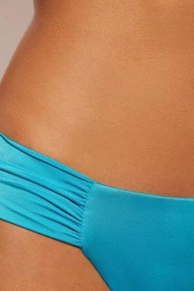 Blue Ruched Brazilian Bikini Bottoms, 5501_039E, large image number 3