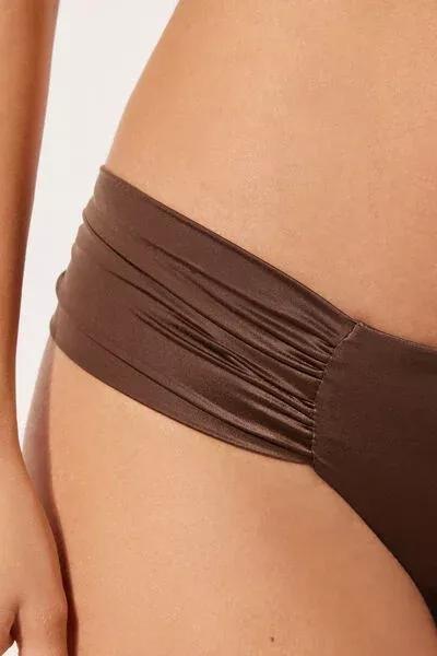 Brown Ruched Brazilian Bikini Bottoms, 5501_040E, large image number 3