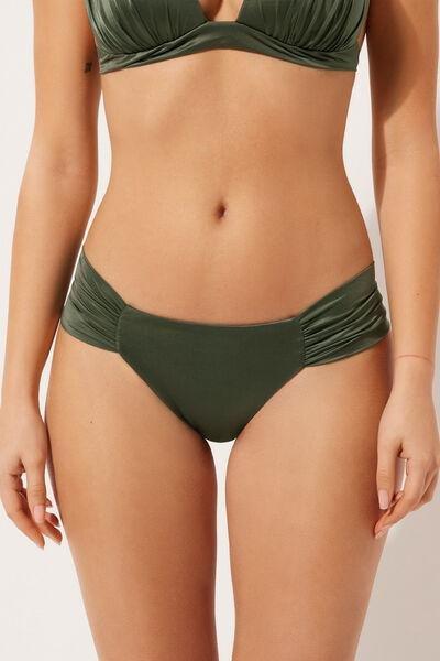 Green Ruched Brazilian Bikini Bottoms, 5501_041E, large image number 1