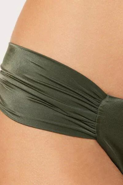 Green Ruched Brazilian Bikini Bottoms, 5501_041E, large image number 3