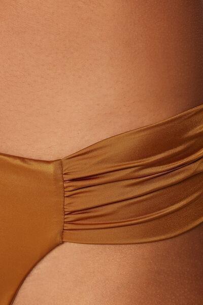 Brown Ruched Brazilian Bikini Bottoms, 5501_150E, large image number 3