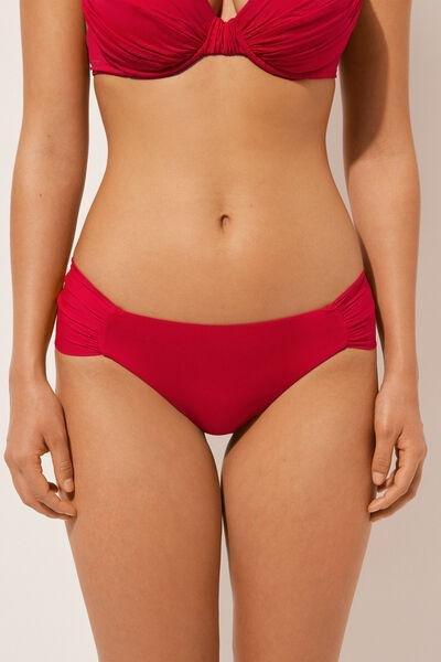 Red Ruched Brazilian Bikini Bottoms, , large image number 1