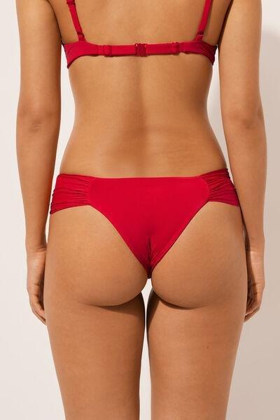 Red Ruched Brazilian Bikini Bottoms, , large image number 2