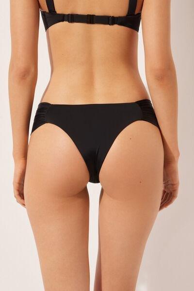 Black Ruched Brazilian Bikini Bottoms, , large image number 2