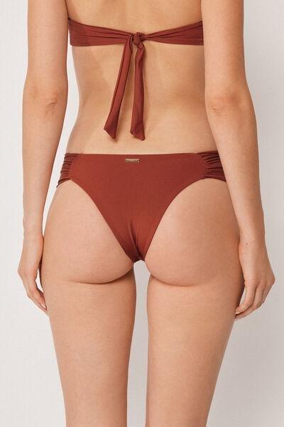 Brown Premium Fit Ruched Brazilian Bikini Bottoms, 5501_161E, large image number 2