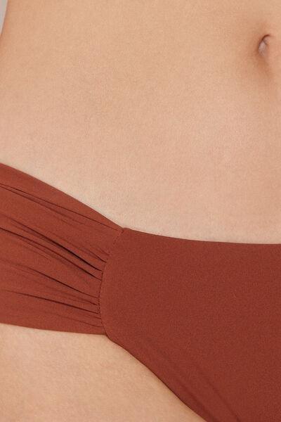 Brown Premium Fit Ruched Brazilian Bikini Bottoms, 5501_161E, large image number 3
