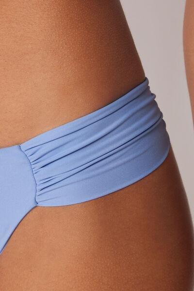 Blue Premium Fit Ruched Brazilian Bikini Bottoms, 5501_162E, large image number 3