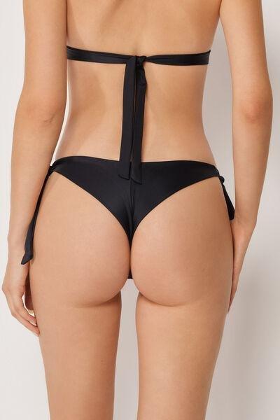 Black Premium Sculpt Tie Brazilian Bikini Bottoms, 5501_163E, medium