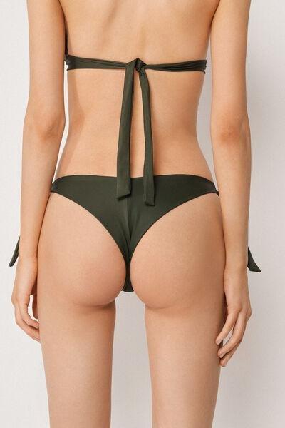 Green Premium Sculpt Tie Detail Brazilian Bikini Bottoms, 5501_164E, large image number 2