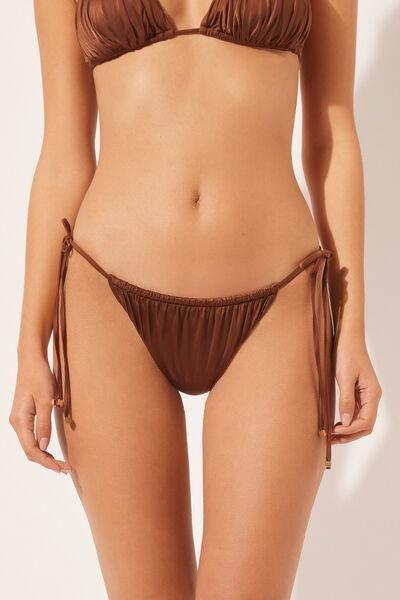 Brown Tie Brazilian Bikini Bottoms, , large image number 1