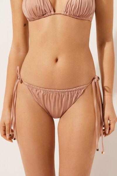 Pink Tie Brazilian Bikini Bottoms, , medium