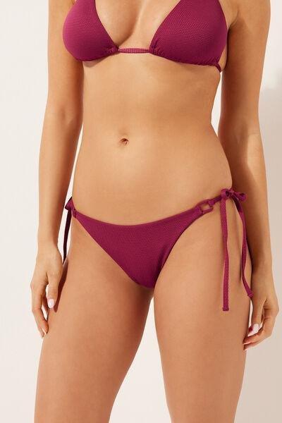 Burgundy Tie-Detail Brazilian Bikini Bottoms, , large image number 0