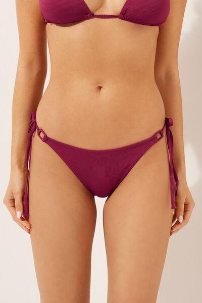 Burgundy Tie-Detail Brazilian Bikini Bottoms, , large image number 1