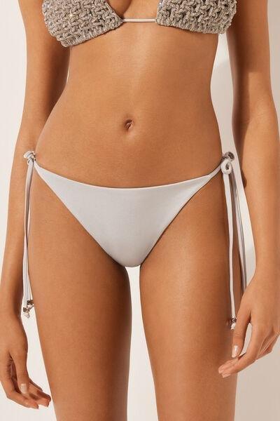 Grey Tie-Detail Brazilian Bikini Bottoms, , large image number 1