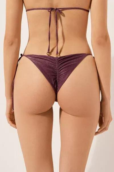 Burgundy Golden Glow Tie Brazilian Bikini Bottoms, 5501_153E, medium